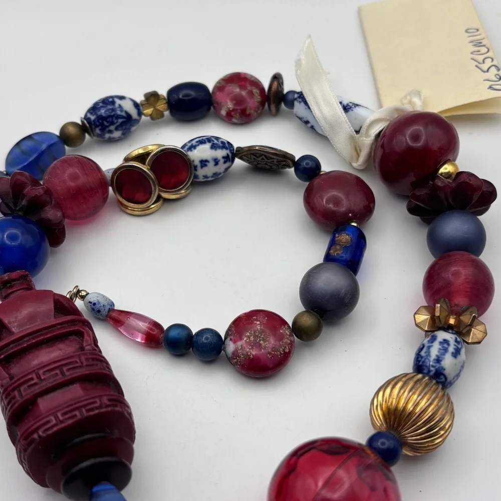 Vintage Cynthia Jean Statement Necklace Beaded Stones 27